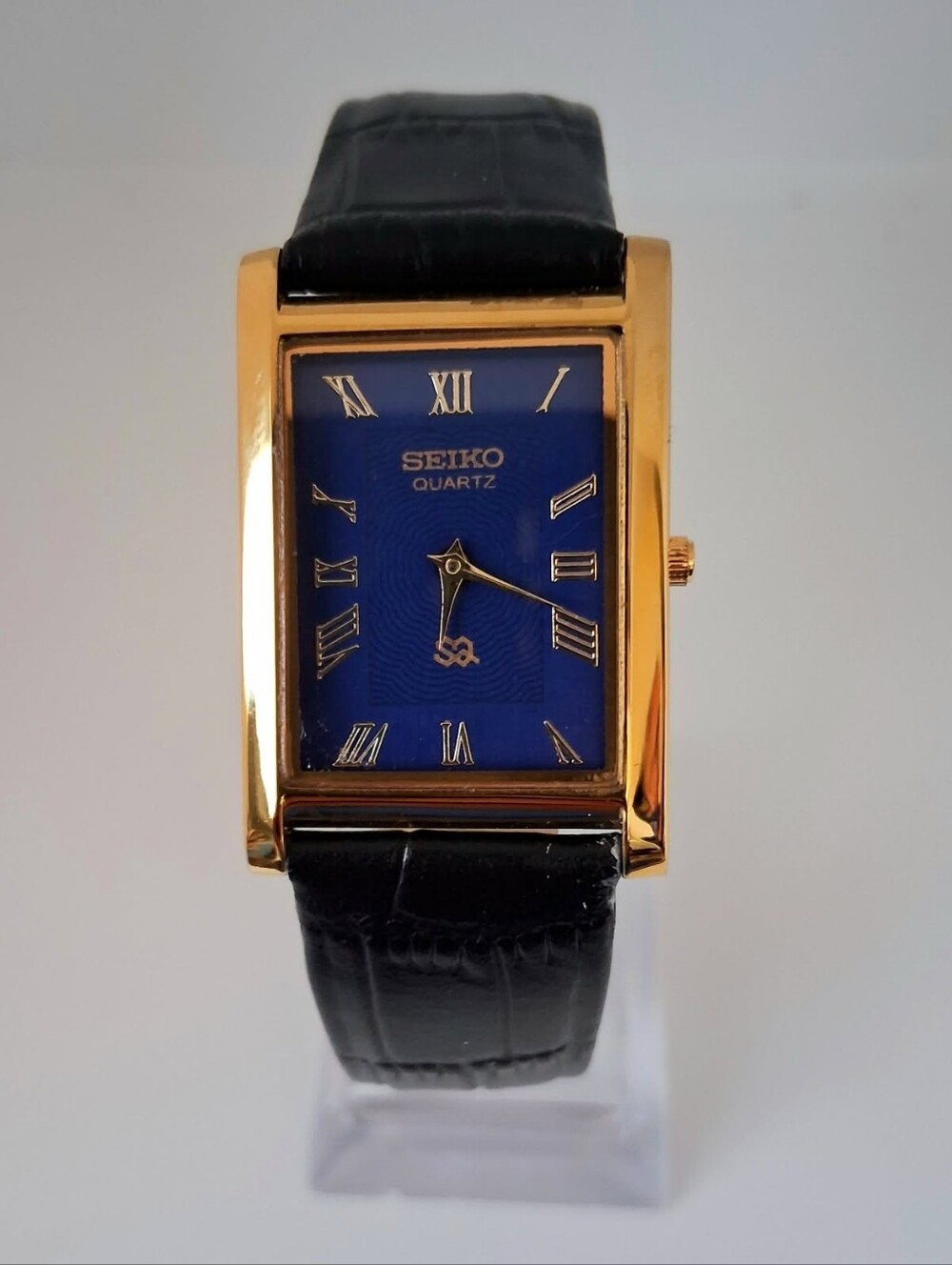 Mint Condition - Rare - Vintage Seiko Slim Tank Quartz‎ Men's Leather Wristwatch
